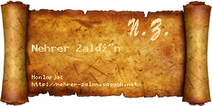 Nehrer Zalán névjegykártya